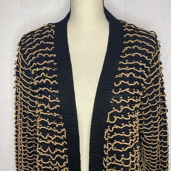 COC Clothing Obsessed Clothing Black Tan Cardigan Sweater Sz 3XL 100% Polyester - Picture 2 of 7